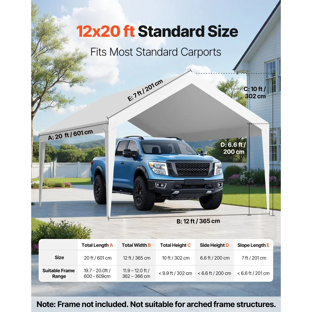 VEVOR Carport Replacement Canopy 12x20ft White Canopy strap product image 2