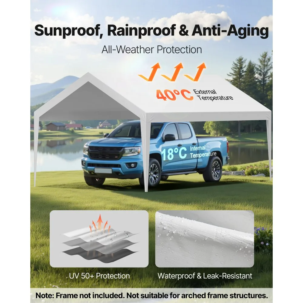 VEVOR Carport Replacement Canopy 12x20ft White Canopy strap product image 3