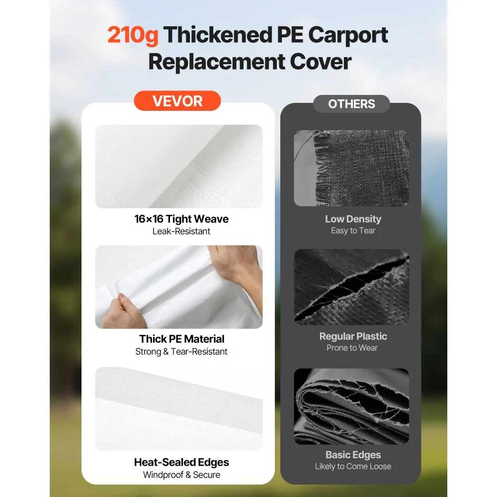VEVOR Carport Replacement Canopy 12x20ft White Canopy strap product image 4