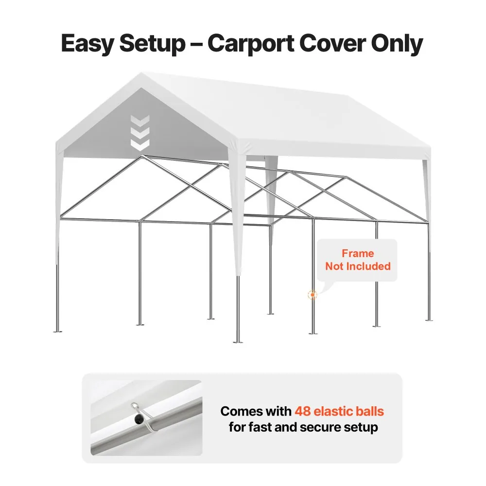 VEVOR Carport Replacement Canopy 12x20ft White Canopy strap product image 5
