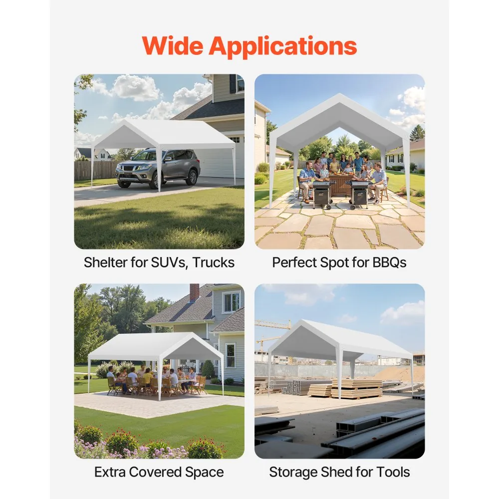 VEVOR Carport Replacement Canopy 12x20ft White Canopy strap product image 6