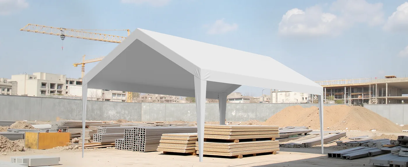 VEVOR Carport Replacement Canopy 12x20ft White Canopy strap Construction Material Cover