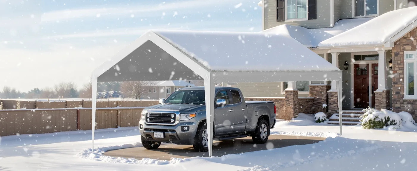 VEVOR Carport Replacement Canopy 12x20ft White Canopy strap Vehicle Shelter