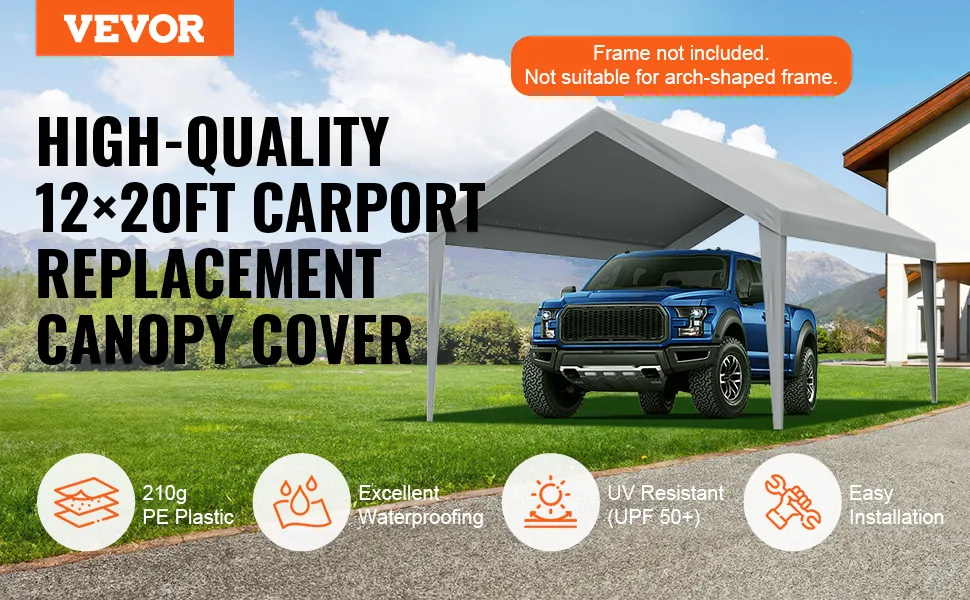 VEVOR Carport Replacement Canopy Cover 12 x 20 ft 12x20ft overview