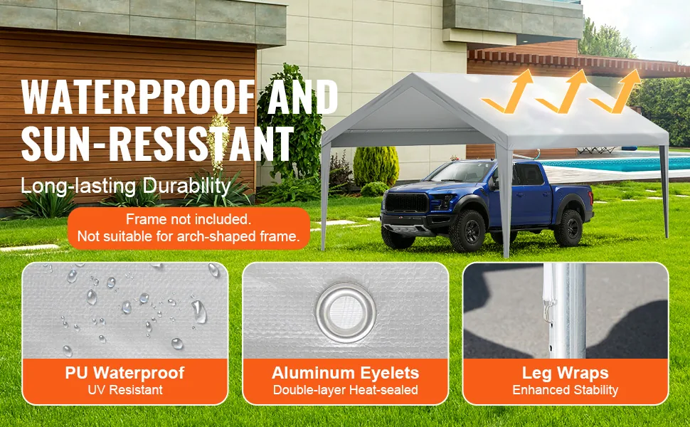 VEVOR Carport Replacement Canopy Cover 12 x 20 ft 12x20ft feature 1