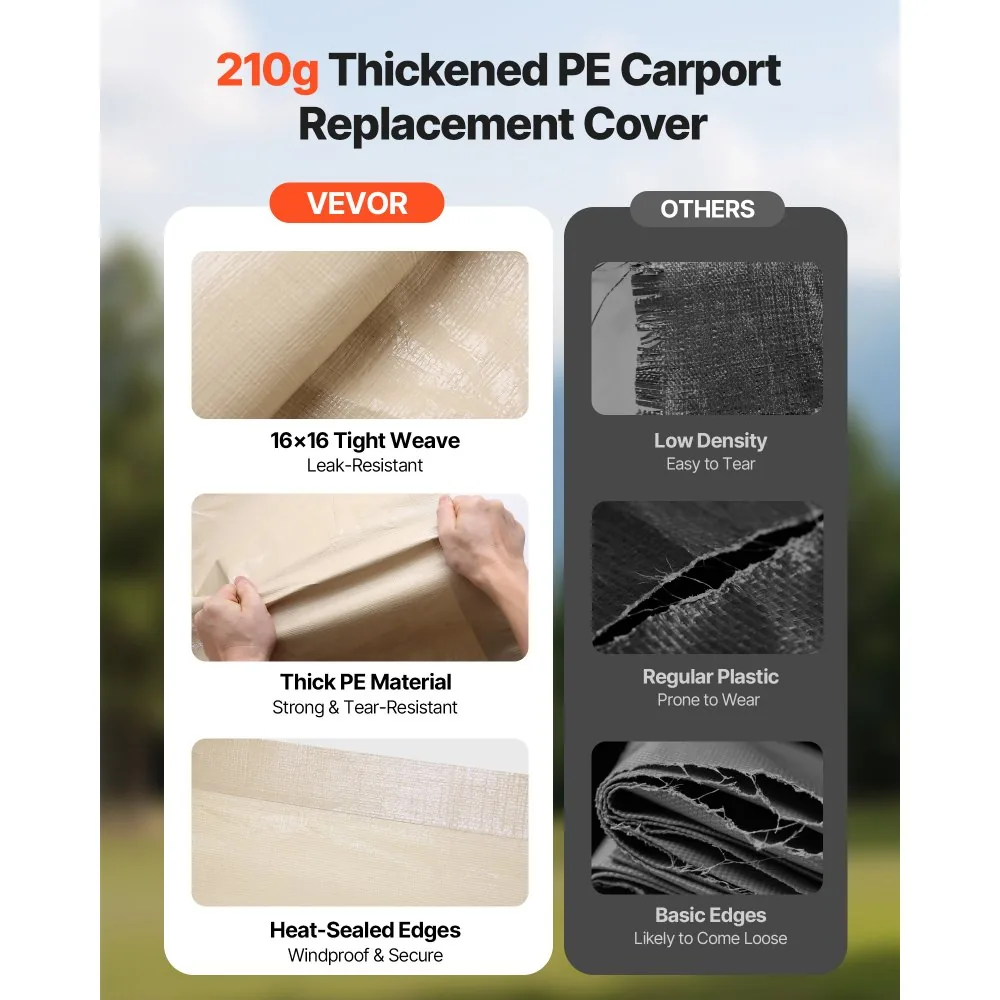 VEVOR Carport Replacement Canopy 12x20ft Beige Canopy strap product image 4