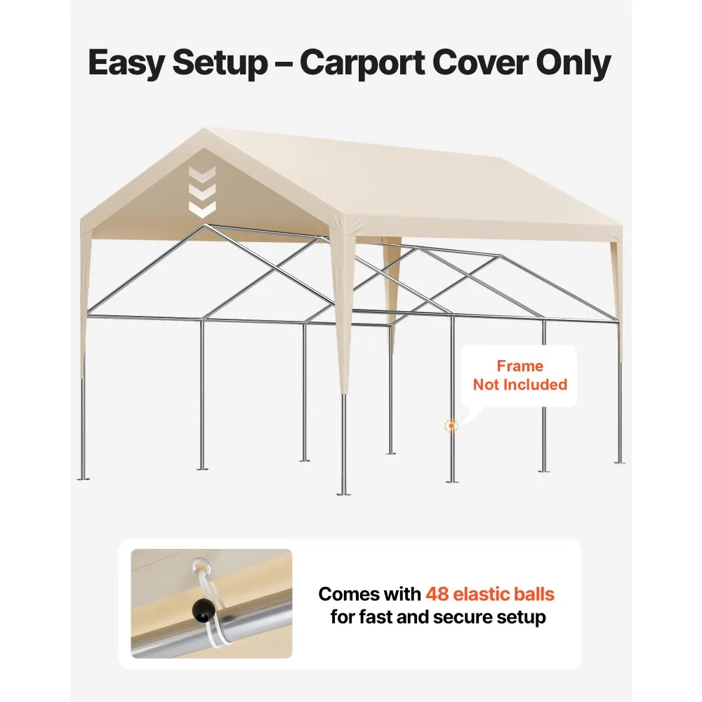 VEVOR Carport Replacement Canopy 12x20ft Beige Canopy strap product image 5