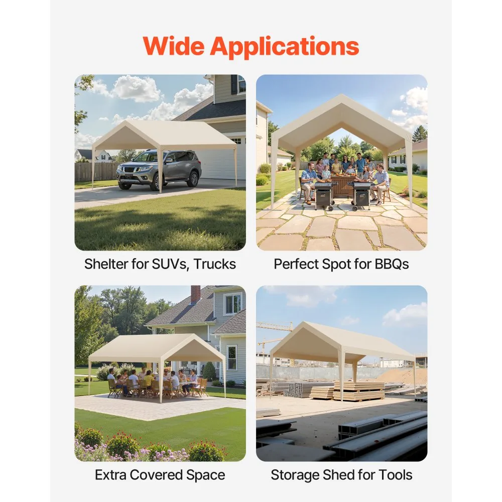 VEVOR Carport Replacement Canopy 12x20ft Beige Canopy strap product image 6
