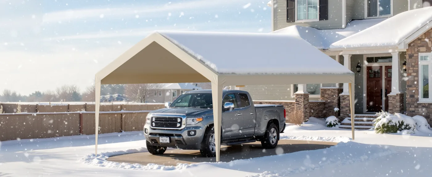 VEVOR Carport Replacement Canopy 12x20ft Beige Canopy strap Vehicle Shelter