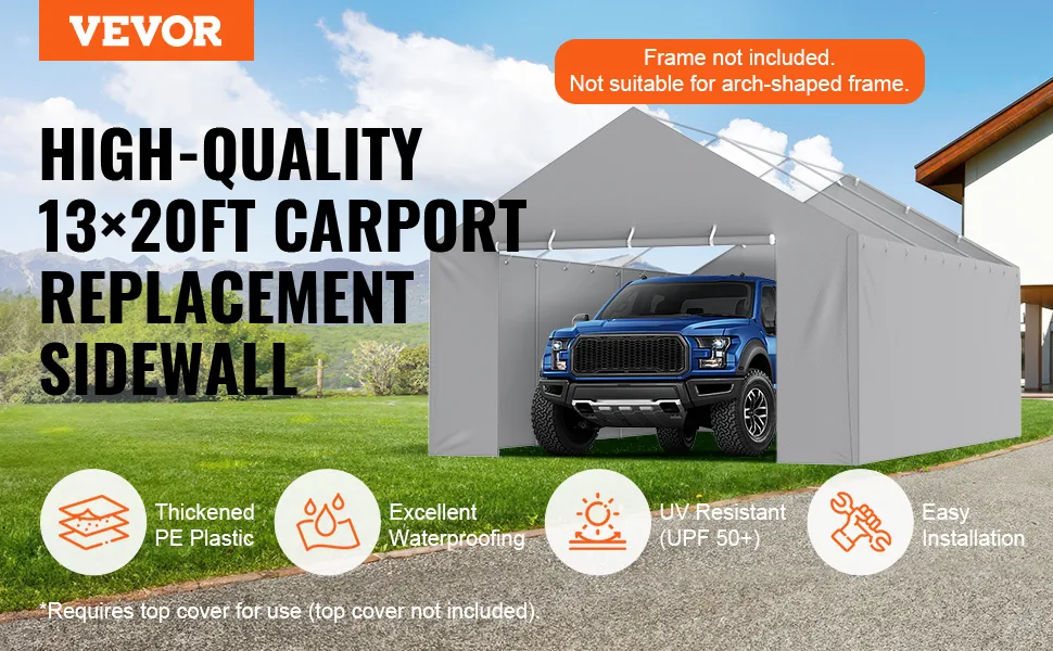 VEVOR Carport Replacement Canopy Cover Side Wall 13 x 20 ft overview