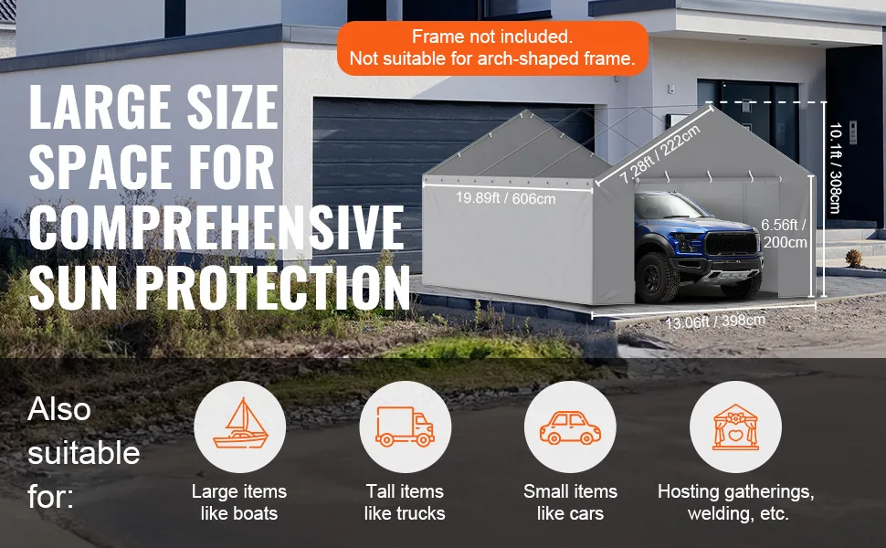 VEVOR Carport Replacement Canopy Cover Side Wall 13 x 20 ft feature 4