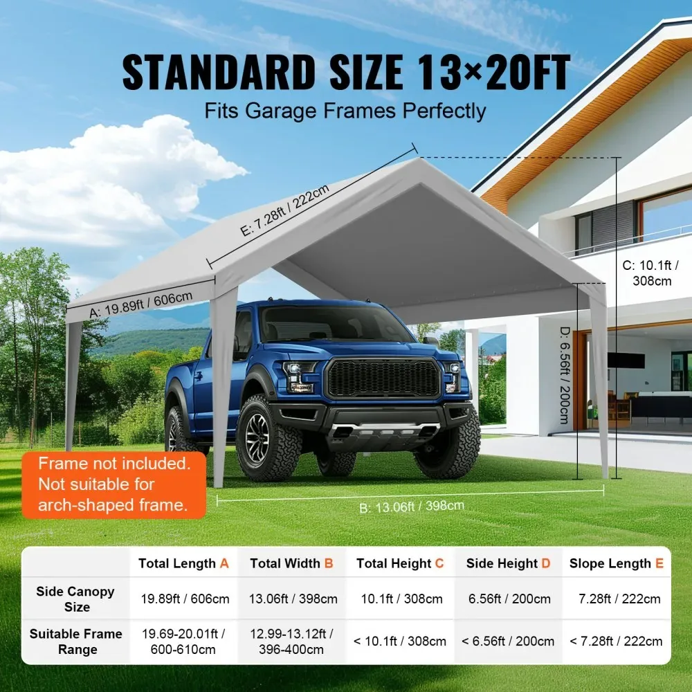 VEVOR Carport Replacement Canopy Cover 13 x 20 ft 13x20ft product image 4