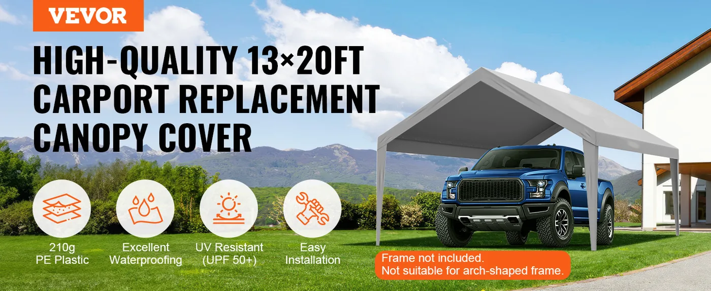 VEVOR Carport Replacement Canopy Cover 13 x 20 ft 13x20ft overview