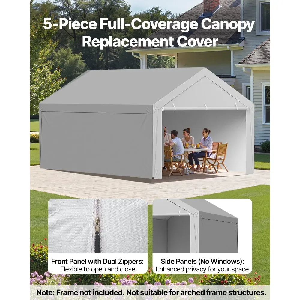 VEVOR Carport Replacement Canopy 13x20ft Grey Top and side c product image 3