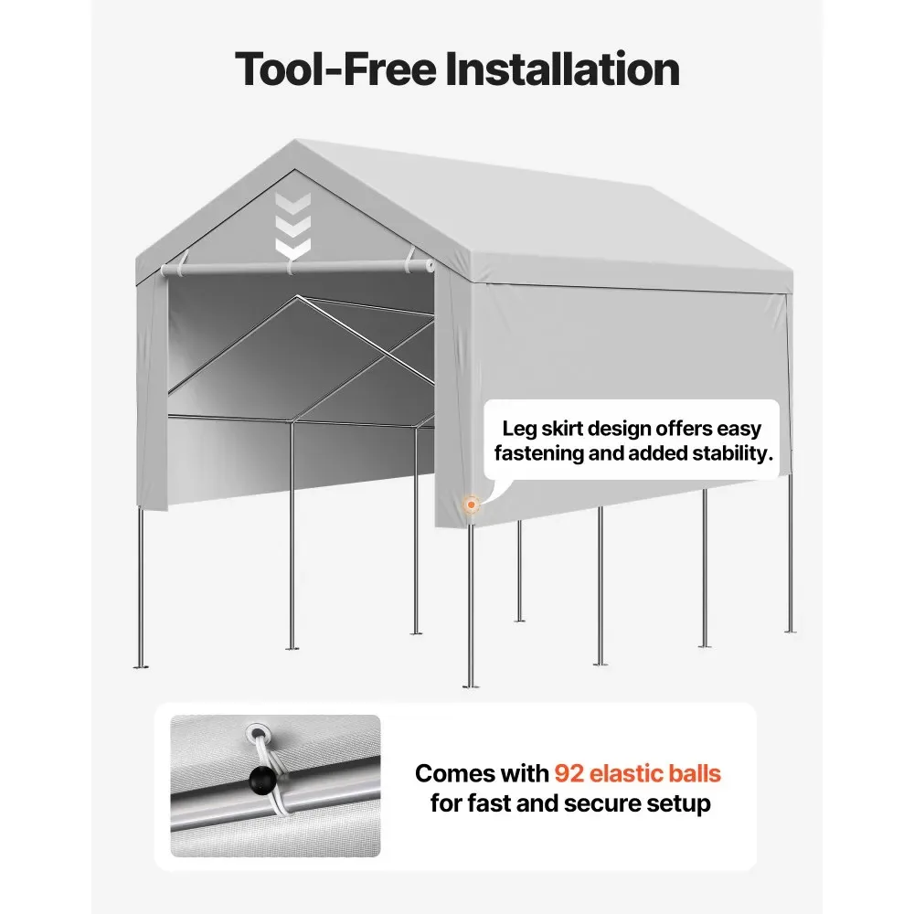VEVOR Carport Replacement Canopy 13x20ft Grey Top and side c product image 6