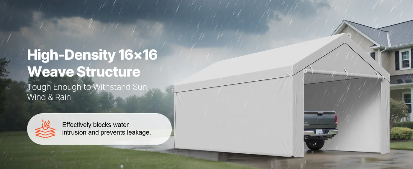 VEVOR Carport Replacement Canopy 13x20ft Grey Top and side c Weather-Resistant