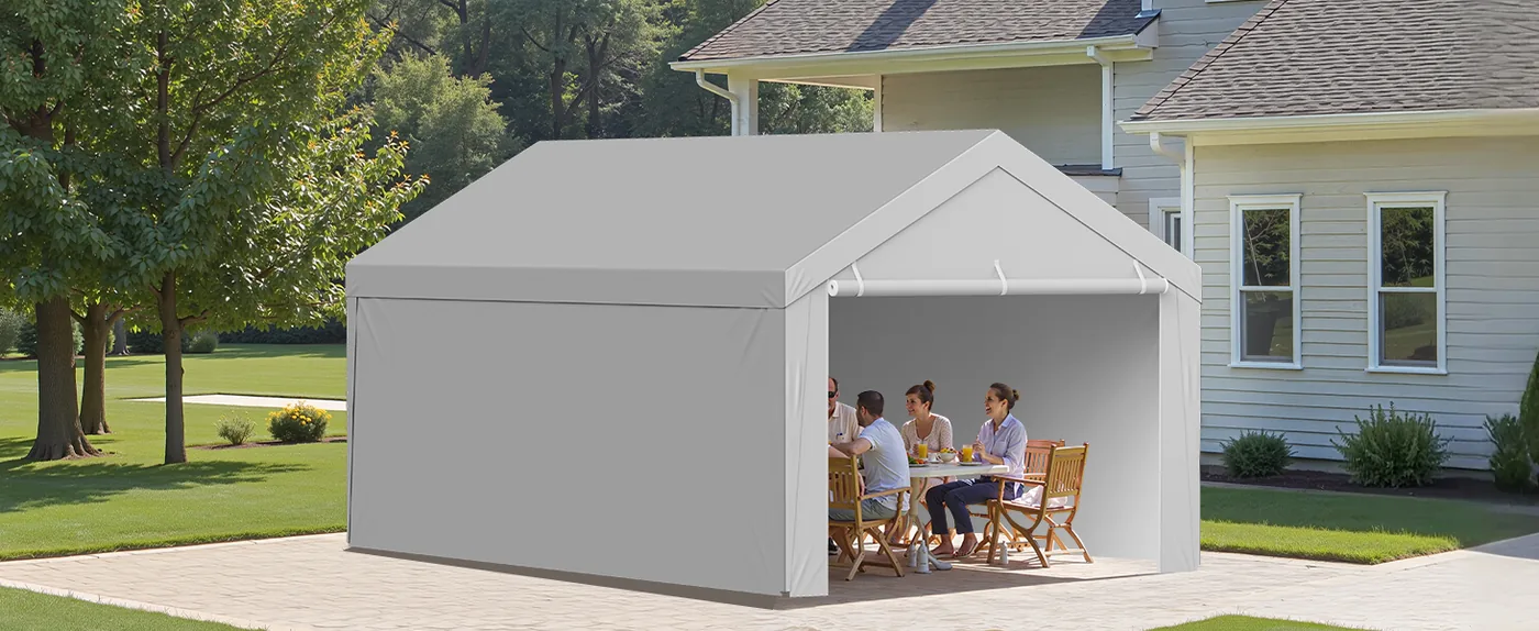 VEVOR Carport Replacement Canopy 13x20ft Grey Top and side c Backyard Extension