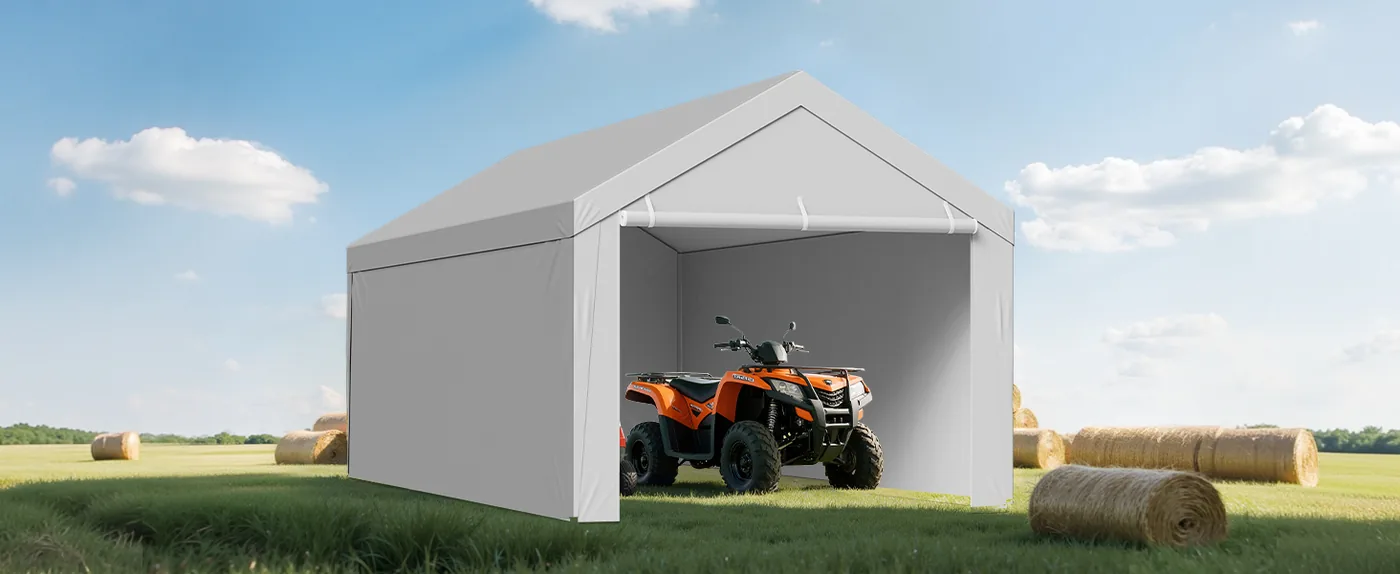 VEVOR Carport Replacement Canopy 13x20ft Grey Top and side c Farm Equipment Protection