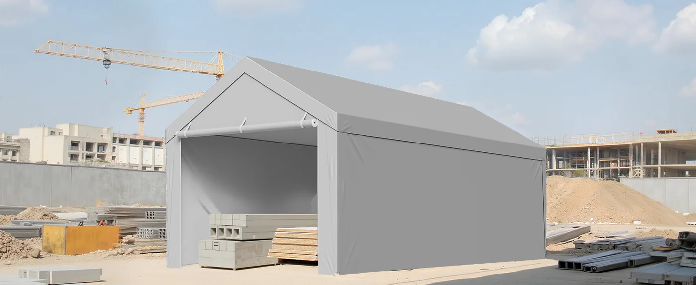 VEVOR Carport Replacement Canopy 13x20ft Grey Top and side c Construction Material Cover
