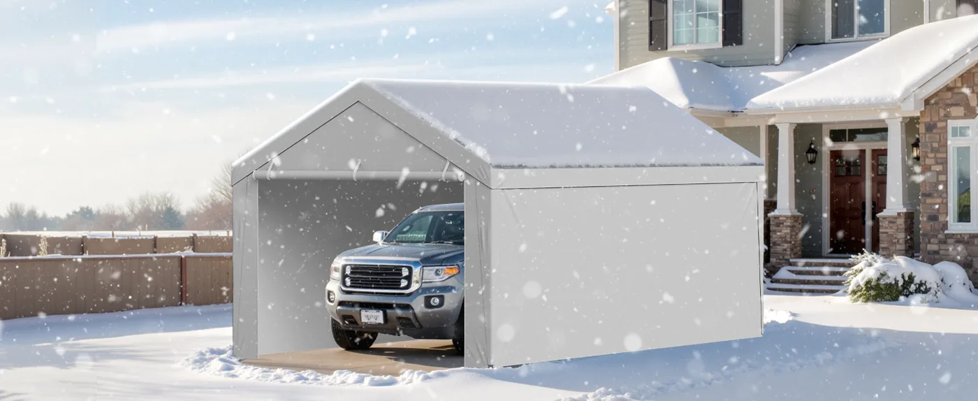VEVOR Carport Replacement Canopy 13x20ft Grey Top and side c Vehicle Shelter