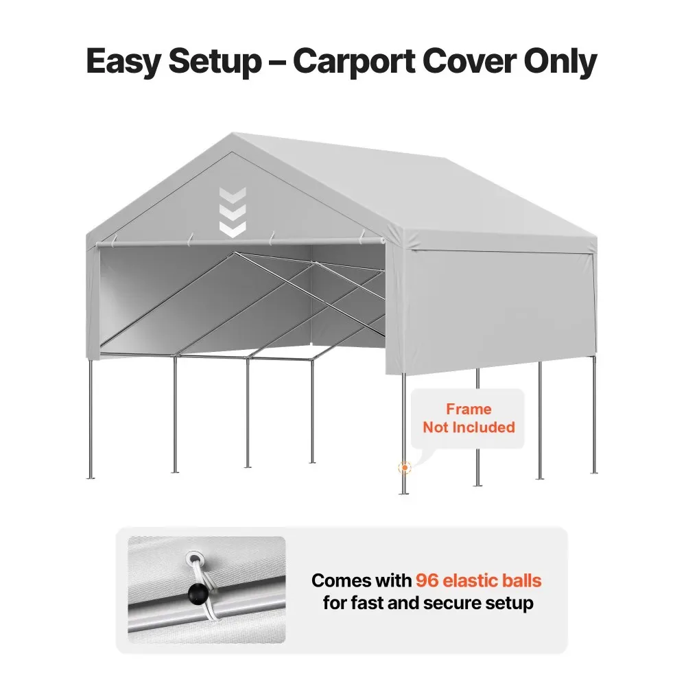 VEVOR Carport Replacement Canopy 20x20ft Grey Top and side c product image 5