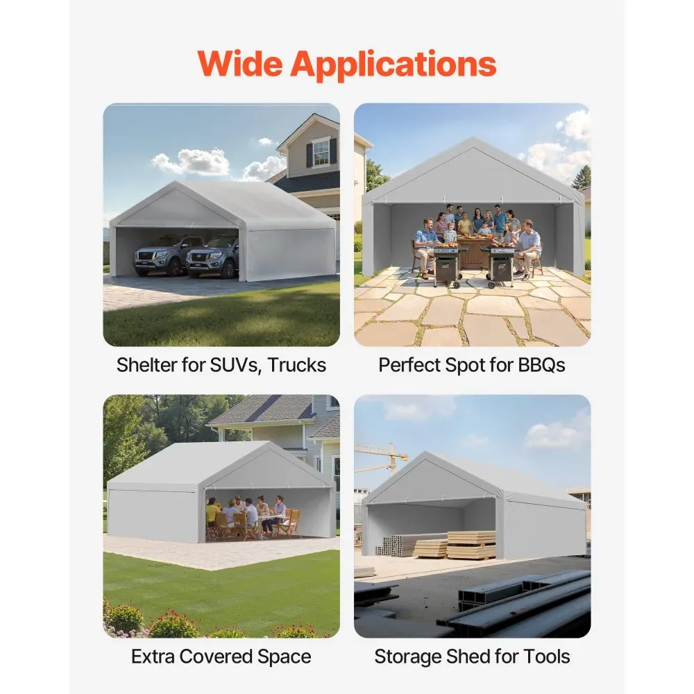 VEVOR Carport Replacement Canopy 20x20ft Grey Top and side c product image 6
