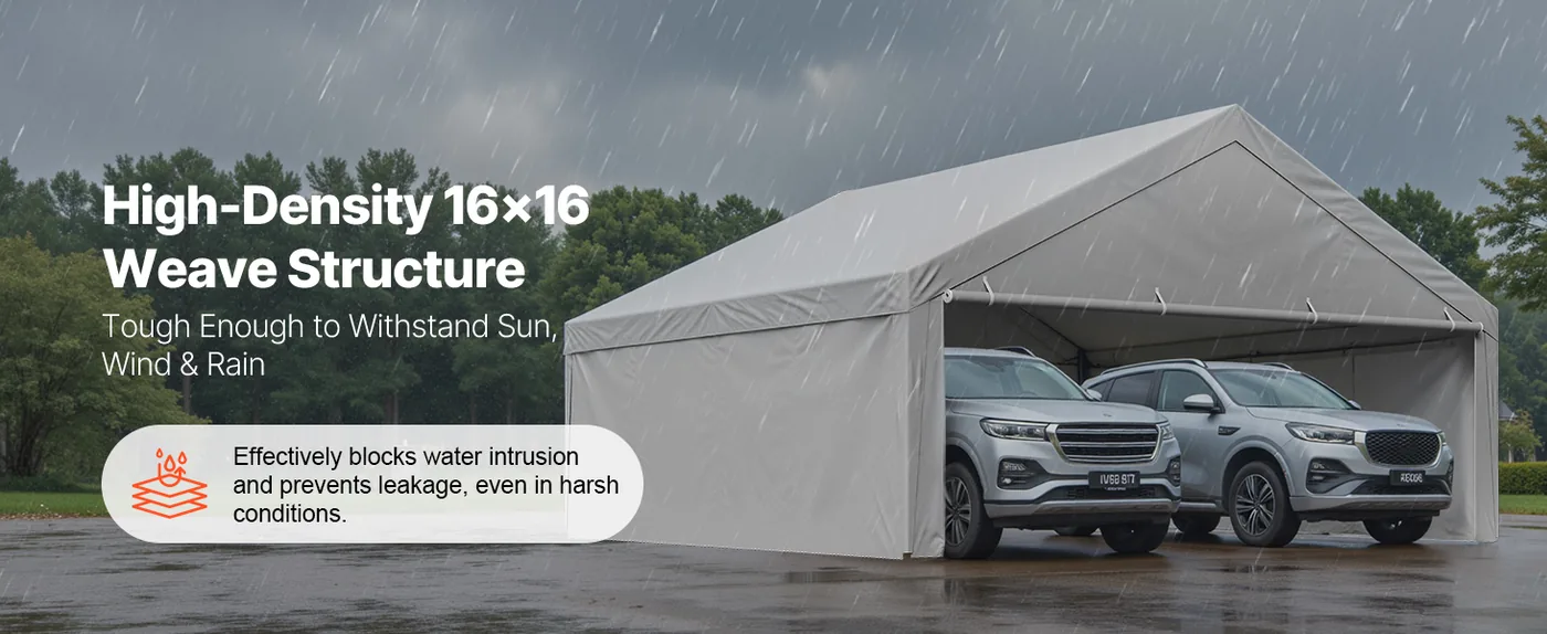VEVOR Carport Replacement Canopy 20x20ft Grey Top and side c Weather-Resistant
