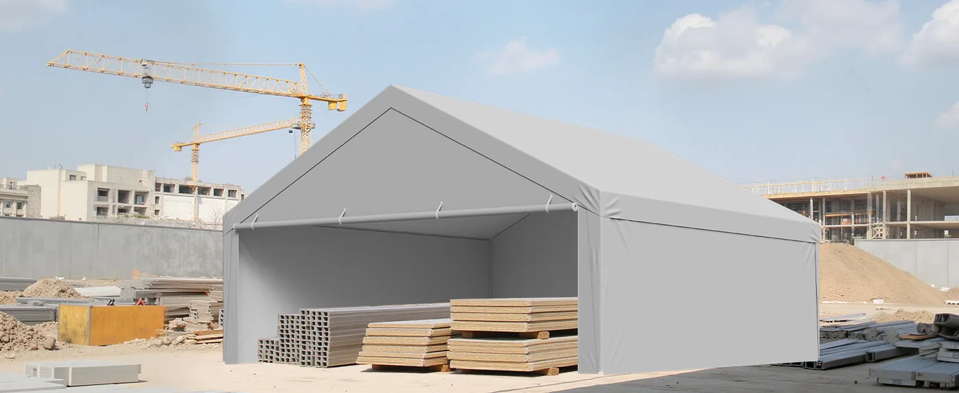 VEVOR Carport Replacement Canopy 20x20ft Grey Top and side c Construction Material Cover