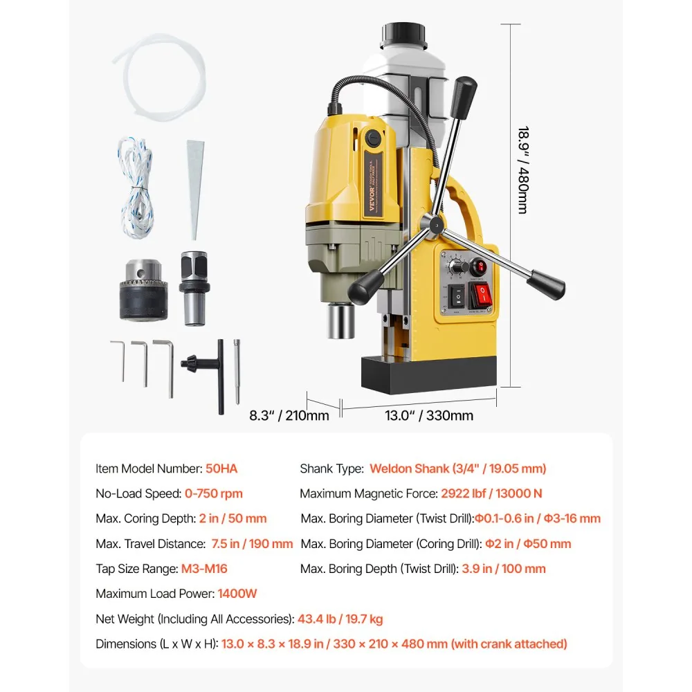 VEVOR Magnetic Drill 1pcs Twist Drill and Core Drill 50mm product image 7