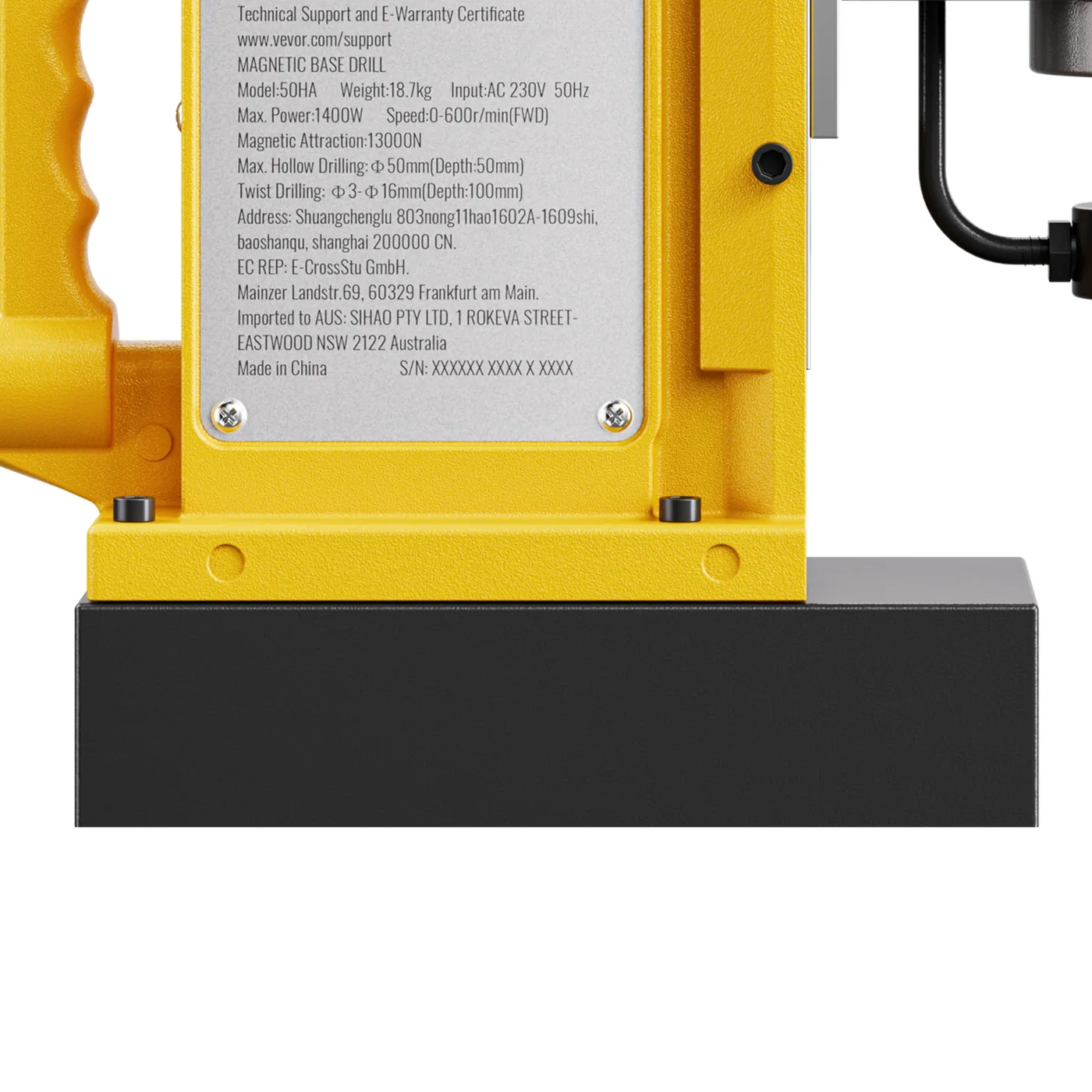 VEVOR Magnetic Drill 1pcs Twist Drill and Core Drill 50mm 10-Speed Adjustment