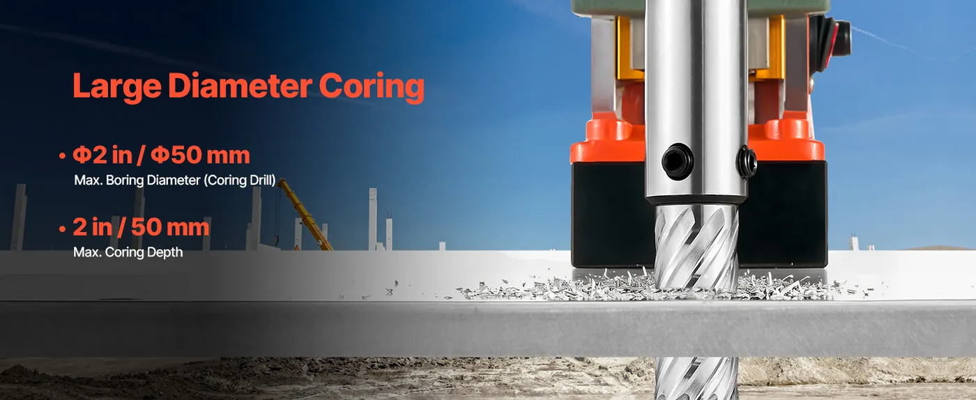 VEVOR Magnetic Drill 6pcs Twist Drill and Core Drill 50mm Coring