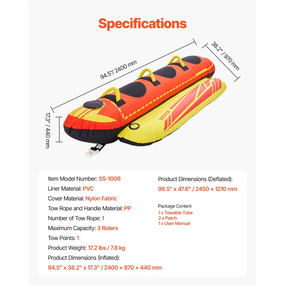 VEVOR Towable Tubes for Boating 3 people Cycling product image 7