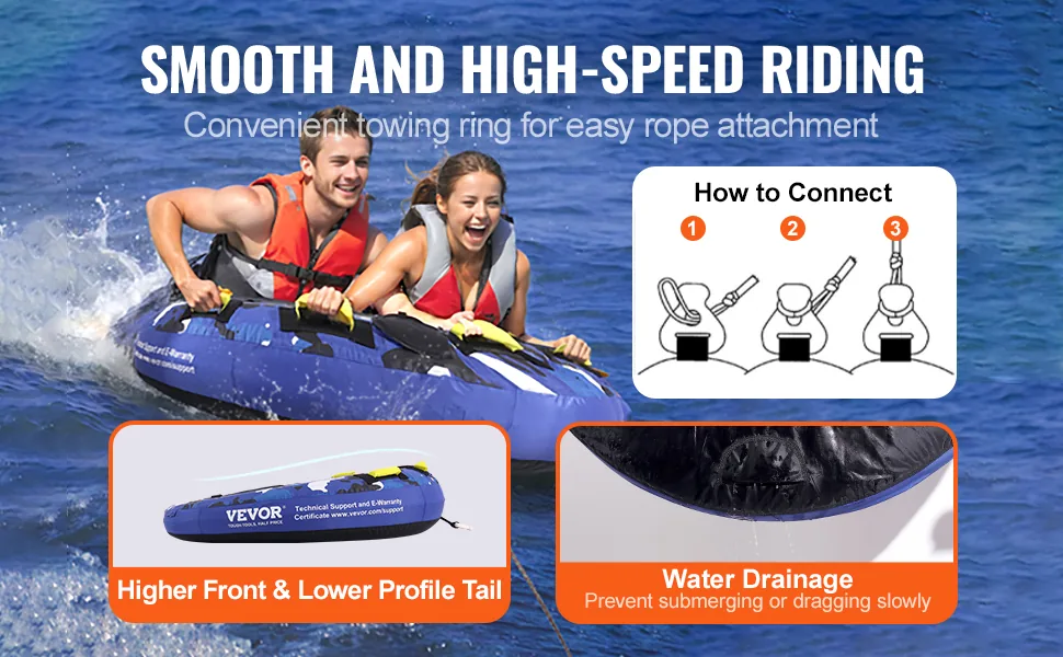 VEVOR 2 rider round towable tube overview