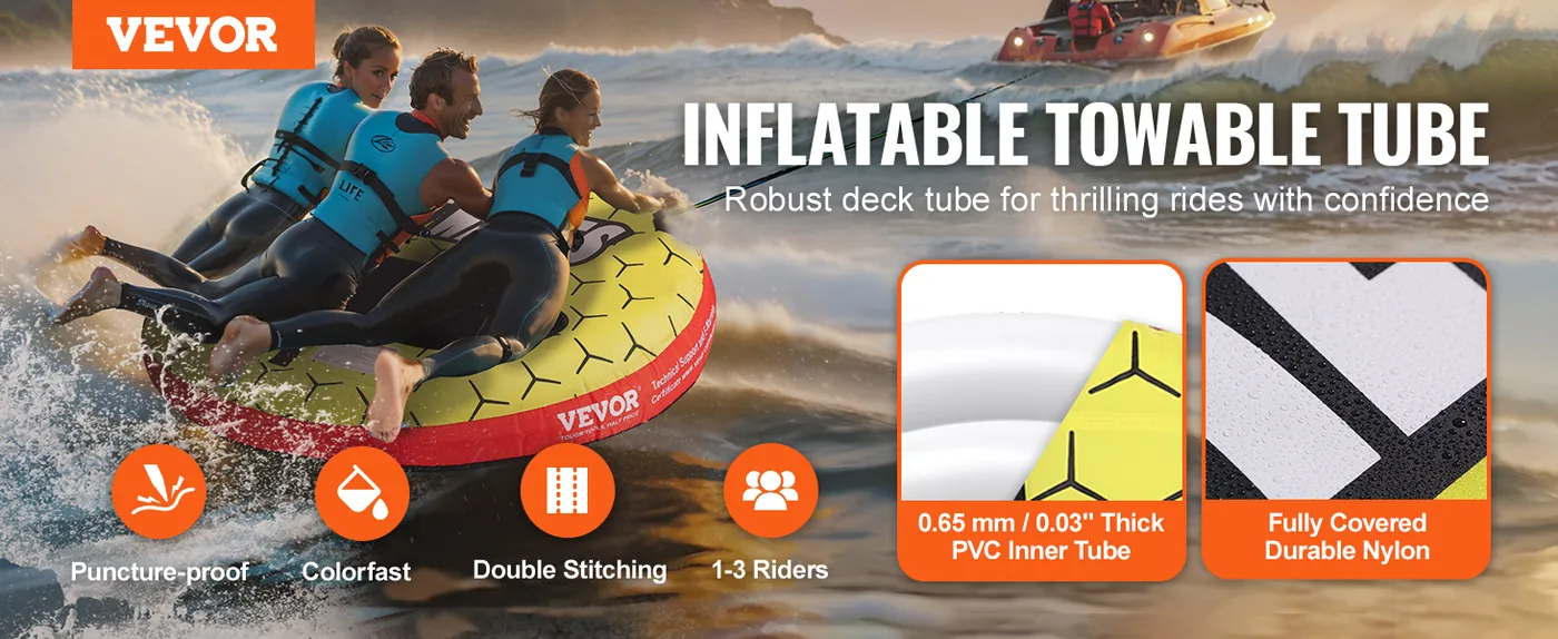 VEVOR 3 rider round towable tube overview