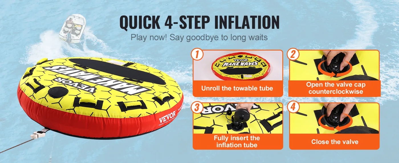 VEVOR 3 rider round towable tube overview