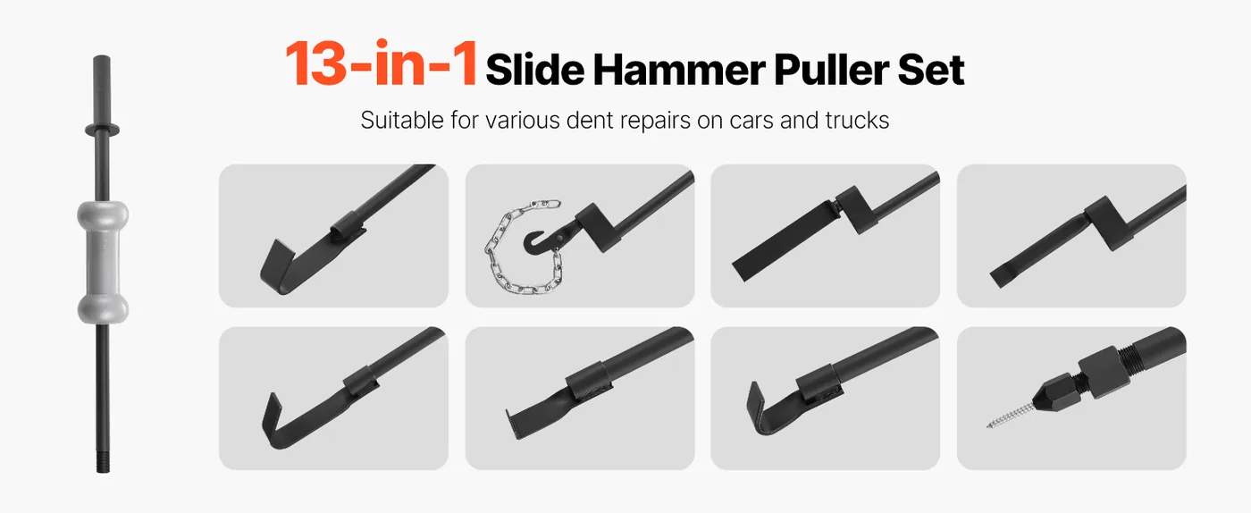 VEVOR Dent Puller Kit Slide Hammer-10 lbs 13-Piece Set feature 1