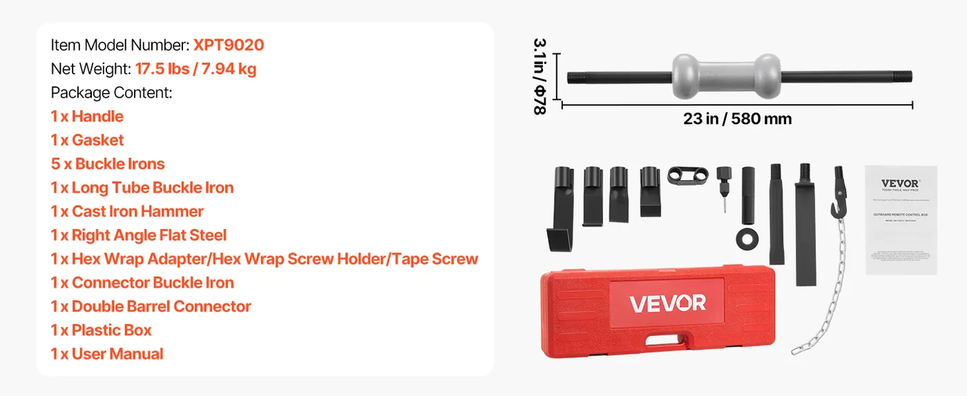 VEVOR Dent Puller Kit Slide Hammer-10 lbs 13-Piece Set feature 5
