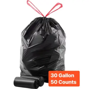 VEVOR 30 Gallon Drawstring Trash Bags 50 Count Thick front view