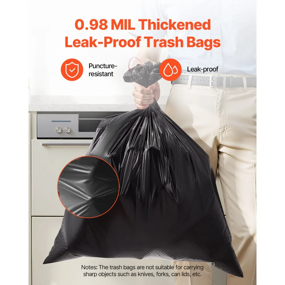 VEVOR 30 Gallon Drawstring Trash Bags 50 Count Thick in use
