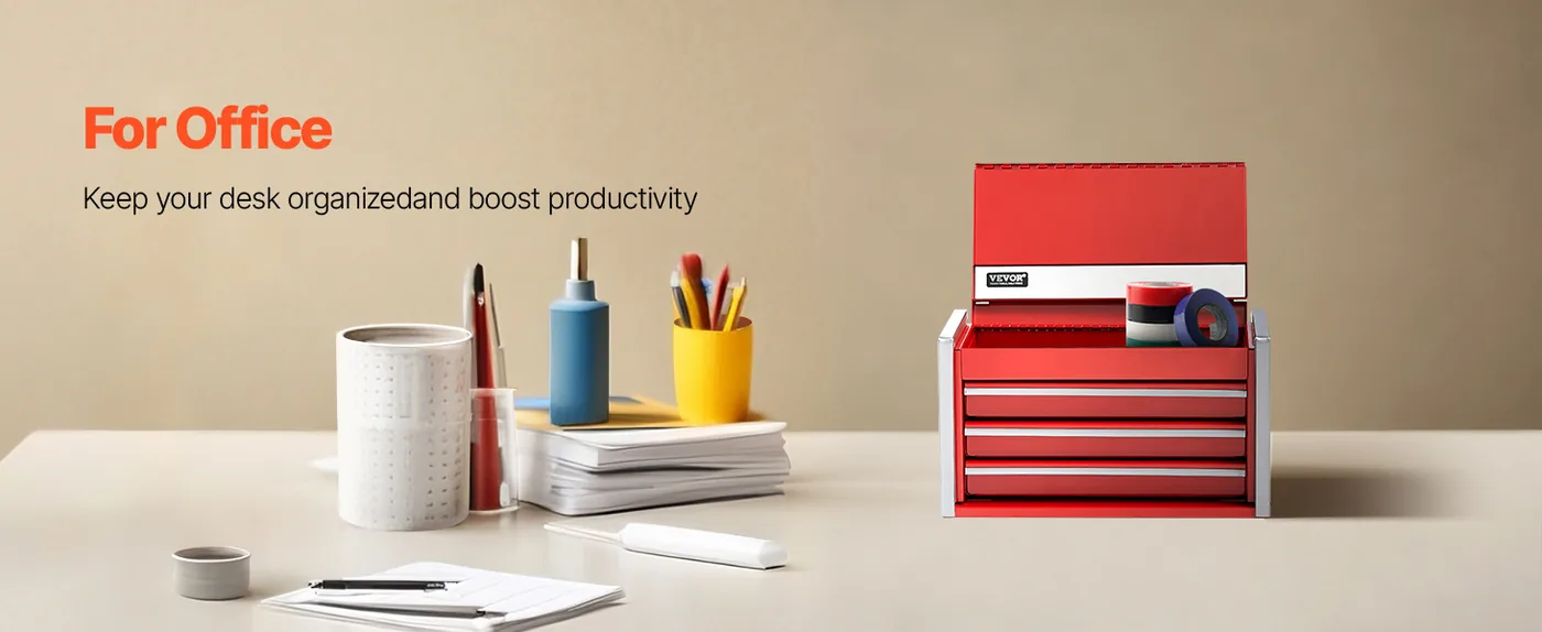 VEVOR Metal Tool Box Three Red Office Supplies