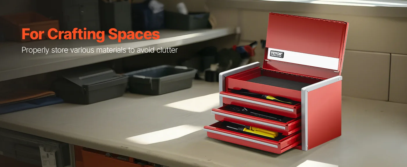 VEVOR Metal Tool Box Three Red Craft Materials