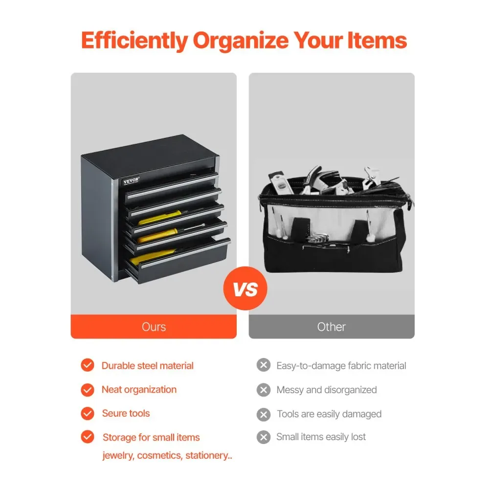 VEVOR Metal Tool Box Five Black product image 3