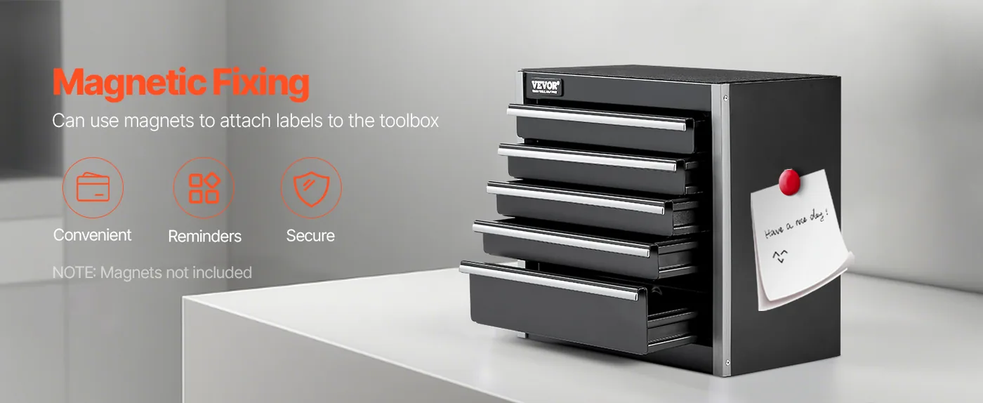 VEVOR Metal Tool Box Five Black Magnetic Fixing