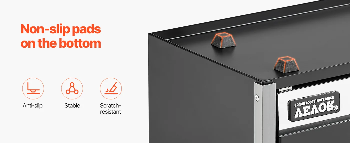 VEVOR Metal Tool Box Five Black Anti-slip Pads