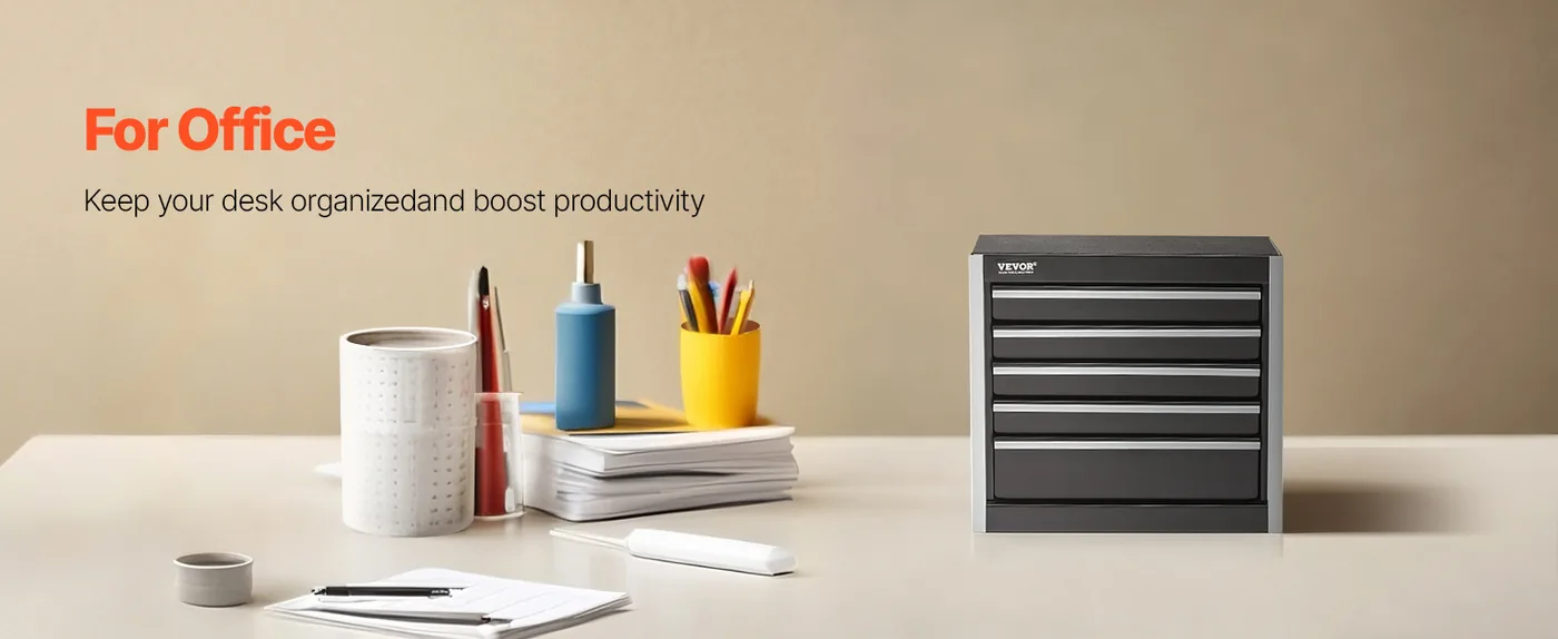 VEVOR Metal Tool Box Five Black Office Supplies