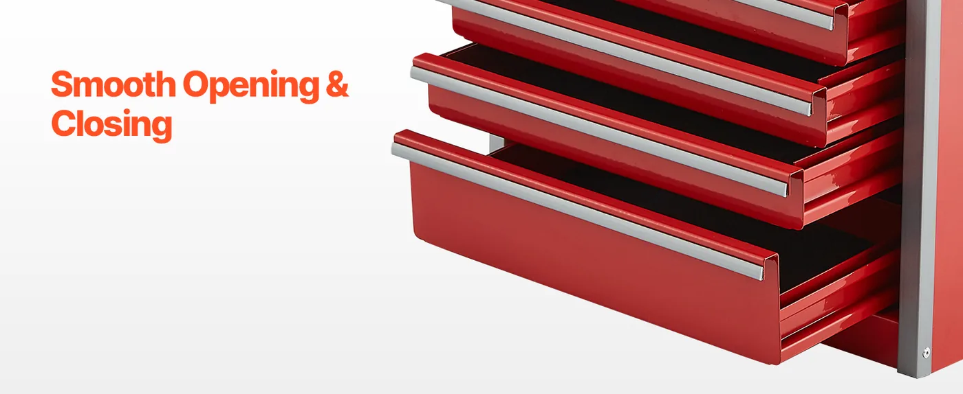 VEVOR Metal Tool Box Five Red Smooth Opening & Closing