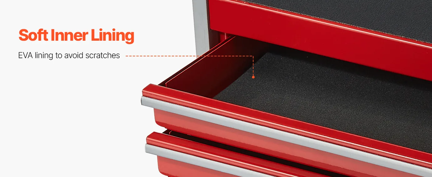 VEVOR Metal Tool Box Five Red Anti-slip Pads