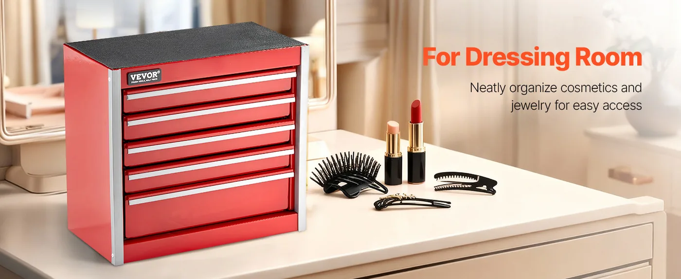 VEVOR Metal Tool Box Five Red Cosmetics & Jewelry