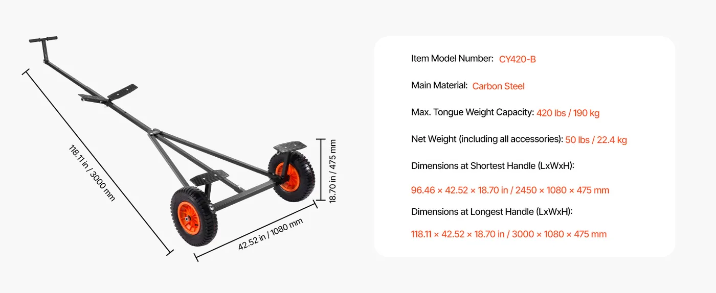 VEVOR Boat Trailer Dolly 420 lbs feature 1