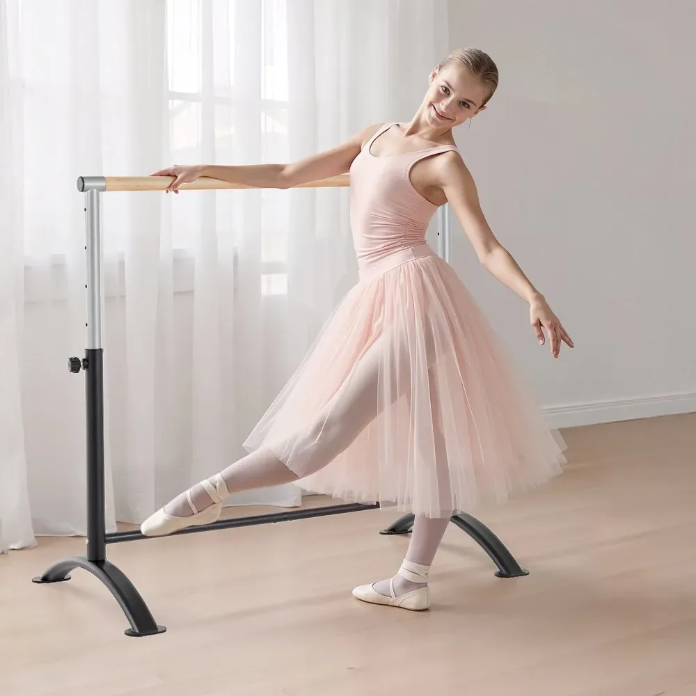 VEVOR 4 Ft Freestanding Ballet Barre Wood Grain Studio installation